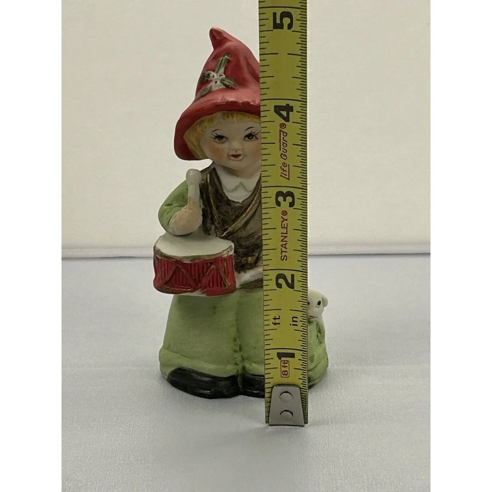 Vintage 1980 MWC Little Drummer Boy Bell Figurine Lamb Taiwan Christmas Ceramic